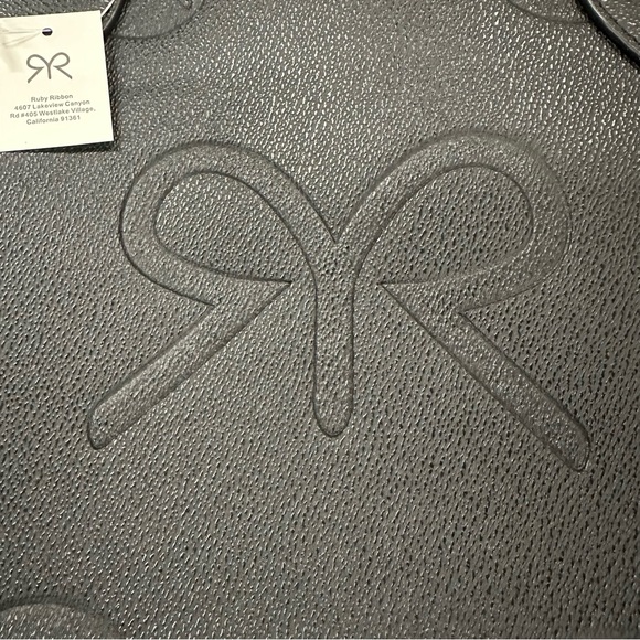 New Ruby Ribbon Black Logo Embossed Faux Leather Tote Bag - Picture 3 of 5